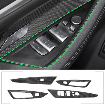настоящее углеродное волокно для BMW 4 серии coupe G22 2020-2024 Внутренняя дверь автомобиля Панель подлокотника Рамка переключателя кнопки подъема стекла