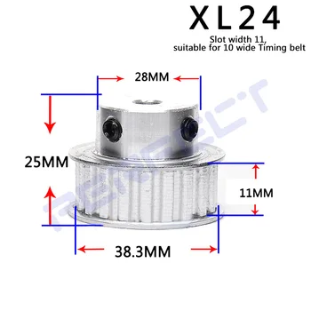 XL24 /XL25 24-25-зубчатый шкив ГРМ Алюминиевые детали для 3D-принтера Ширина отверстия XL зубьев 11 мм Синхронный колесный редуктор