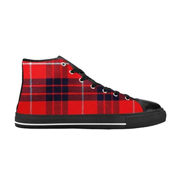 Шотландский плед Hamilton Scottish Stewart Clan, крутая повседневная тканевая обувь с высоким берцем, удобные дышащие мужские и женские кроссовки с 3D принтом.