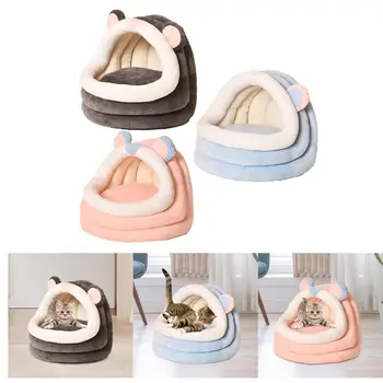 Милая кошачья кровать для помещений, Съемная подушка, моющаяся Теплая Собачья пещера, Кошачий домик, Щенячья кровать для кроликов, кошек или маленьких собачек, щенок