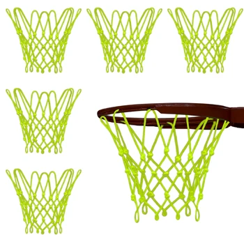 6 Шт. Ночная баскетбольная сетка с кольцом, работающая на солнце, светящаяся спортивная баскетбольная сетка на открытом воздухе для детей диаметром 12 дюймов