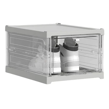 Складной Встроенный шкаф-органайзер для обувных коробок и ящиков для хранения, прозрачный, видимый для установки, без стойки, простой в использовании, серый