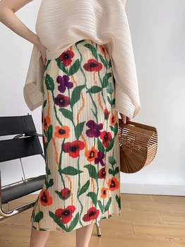 Плиссированная юбка в цветочек с высокой талией, облегающий дизайн, идеально подходит для пляжного отдыха, вмещает до 160 фунтов - универсальный