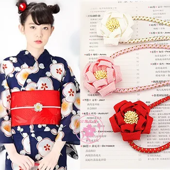 Японская официальная одежда кимоно для девочек, юката, универсальный пояс, соединяющий изысканные украшения для ремней ручной работы, оплетенные золотой и серебряной проволокой