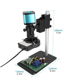 Промышленный видеомикроскоп мощностью 1600 Вт 4 К для ремонта мобильных телефонов Камера с 130-кратным увеличением Длинные светодиодные фонари, используемые для получения цифровых изображений