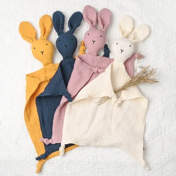 Детское защитное одеяло, успокаивающее полотенце, мягкая кукла-кролик, игрушки-нагрудники для прорезывания зубов