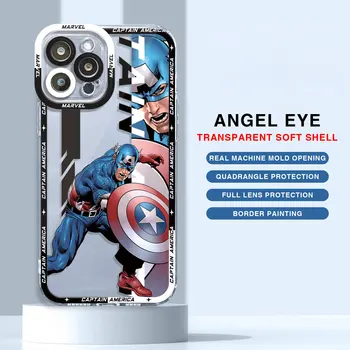 Мягкий чехол Captain America Marvel Для Apple iPhone 11 13 Pro Max 14 Plus 12 Mini 7 8 X XS XR 6 6S SE Прозрачный Силиконовый Чехол Для Телефона