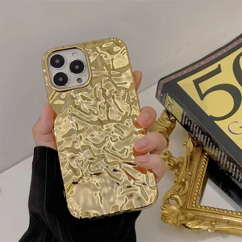 Роскошный 3D Dream Shell Блестящий Серебристо-Золотой Чехол Для Телефона iPhone 15 14 13 12 Mini 11 Pro XS Max XR X 7 8 Plus Мягкий Черный Чехол