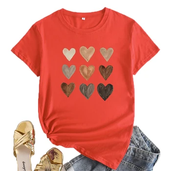 Женская футболка Большого размера, футболка, Женская одежда, Модная Женская футболка с круглым вырезом и принтом Любви, Женский Топ в стиле Харадзюку с коротким рукавом