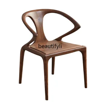Обеденный стул, бревенчатый, в итальянском стиле, Легкий Роскошный Ветровой ремень, подлокотник, кресло для учебы, Ресторанный стул из массива дерева
