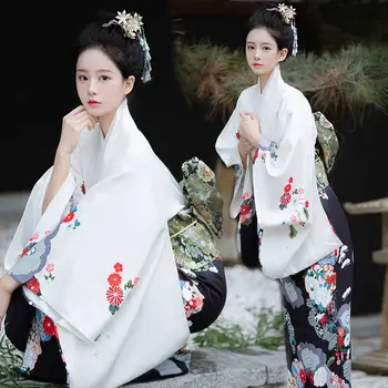 Женское японское кимоно Юката с Оби, вечернее платье для вечеринок, женские сценические костюмы Гейш Хаори, косплей, одежда для фотосъемки