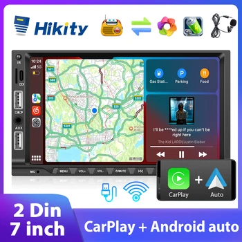 Универсальный 7-дюймовый автомобильный плеер Hikity с экраном 2 Din, Wi-Fi MP5 BT, Дистанционная GPS-навигация, стереосистема Carplay, аудиосистема головного устройства