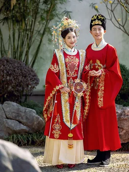 Свадебные Платья Yourqipao Династии Мин Ханьфу 2023 Традиционные Китайские Свадебные Платья Одежда Для Мужчин И Женщин Пара Xiuhe Свадебные Наборы