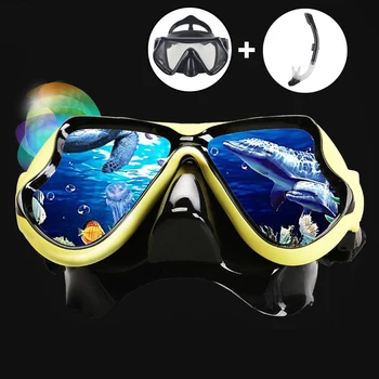 Маска для подводного плавания с трубкой, защитные очки, силиконовая маска для дайвинга с защитой от запотевания, полностью сухая трубка, снаряжение для подводного плавания