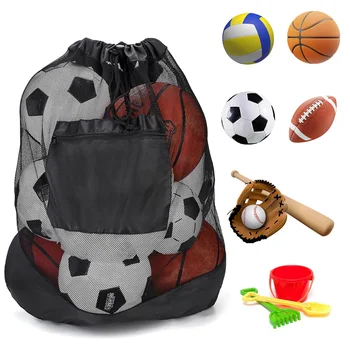 Сумка для мяча, прочная несущая сетка, сумка для футбольного мяча с завязками для футбольного мяча, баскетбола, волейбола, бейсбола, водных видов спорта
