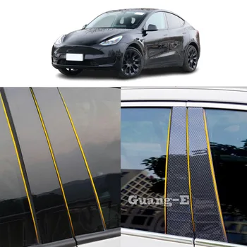 Материал автомобильного ПК, крышка стойки, отделка двери, Молдинг для окон, наклейки, аксессуары для пластин, украшения для Tesla Model Y 2018-2023