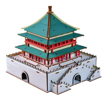 Набор для сборки деревянной модели колокольни Сиань, китайская архитектура, 3D-пазл, поделки ручной работы для взрослых, подарок для домашнего декора.