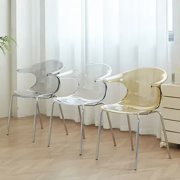 Эргономичный стул для гостиной, Прозрачный Металлический стул для ожидания Nordic Lounge, Дизайнерский пластиковый шезлонг для бара, украшение интерьера