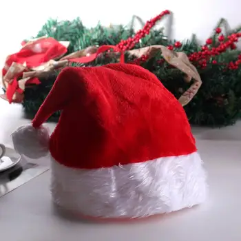 Плюшевая Рождественская шляпа Классическая теплая Тонкая работа, светодиодное рождественское украшение, шляпа на Рождество, Рождественская шляпа, светодиодная Рождественская шляпа