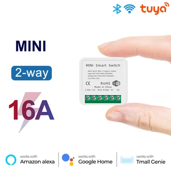 16A Tuya Smart Mini Switch Переключатель WiFi DIY Универсальный для двухстороннего управления Модуль автоматизации Голосовое реле Таймер Google Home Alexa