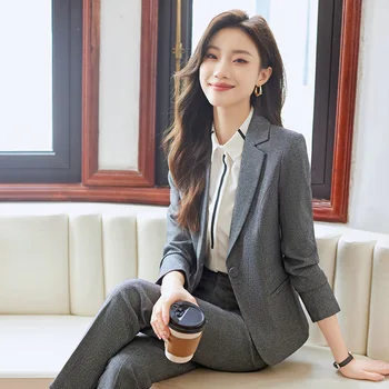 Новый деловой костюм Весна 2023, Женский костюм в корейском стиле С длинным рукавом, маленький костюм, Приталенный пиджак, Рабочая одежда