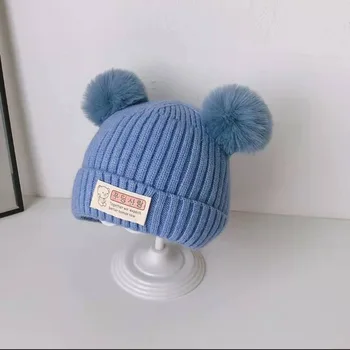 Милая Осенне-зимняя шапочка для новорожденных, очень милая шапочка для новорожденных, мужская и женская Вязаная шапочка для новорожденных
