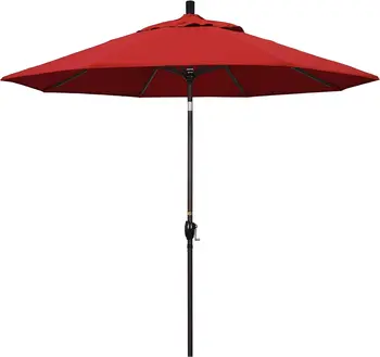 California Umbrella GSPT908117-5403 9-футовый Круглый алюминиевый Зонт, Кривошипный Подъемник, Кнопочный Наклон, Бронзовый Шест