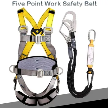 Ремень безопасности для работы в воздухе Пятиточечный ремень безопасности для всего тела Страховочная веревка для тренировок по скалолазанию на открытом воздухе Строительное защитное оборудование