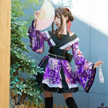 Женское Японское Кимоно Сакура Юката, Традиционное Японское Аниме для девочек Каваи, Косплей, Танцевальный костюм Гейши для выступлений на сцене.