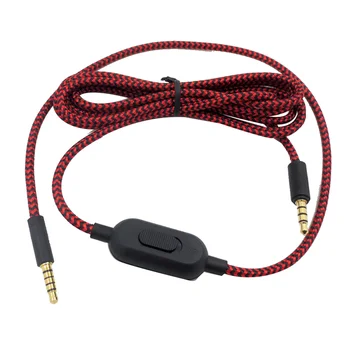 Плетеный сменный кабель, удлинитель, провод для игровой гарнитуры G433 G233 G Pro X с зажимом для регулировки громкости