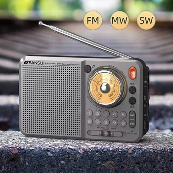 Мини-Радио Портативный Приемник FM/MW/SW1/SW2 Ручной Высокочувствительный Перезаряжаемый Радиоприемник TF MP3-Плеер с Разъемом 3,5 мм для Пожилых людей