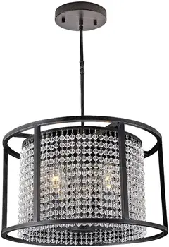 Французский свет, роскошная хрустальная люстра E14, 4-ламповый Промышленный железный подвесной светильник, Современный круглый креативный металлический потолочный светильник Вилла