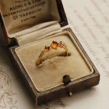 Винтажное оранжевое кольцо для женщин, позолоченное наращиваемое кольцо, Нежное Регулируемое кольцо с оранжевым гранатом, ювелирный подарок для подружки невесты