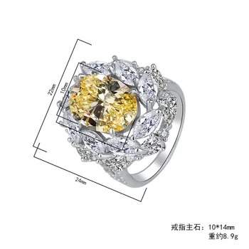 Серебряное сокровище S925 с высокоуглеродистым бриллиантом цвета морской волны, синее сокровище, Желтое кольцо Денье огранки в радиан, Ювелирное Обручальное кольцо