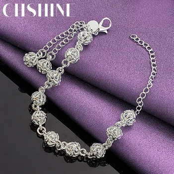 CHSHINE, 925 Пробы, серебряный браслет-цепочка с полым шаром Для женщин, Свадебная вечеринка, модные украшения, Подарки Оптом, бесплатная доставка