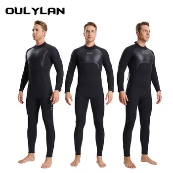 Oulylan 3 мм мужской гидрокостюм из неопрена One pices Термальность Открытый плавание с маской и трубкой Серфинг гидрокостюм с длинным рукавом S-4XL