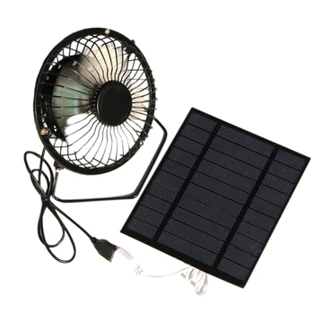 Вентилятор на солнечной батарее мощностью 5 Вт и 5 В, мини-портативный вентиляционный вентилятор охлаждения, 4-дюймовый USB-портативный вентилятор для кемпинга, яхты, собачьего домика