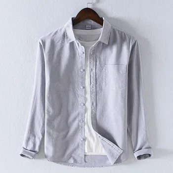 Новое поступление, брендовые рубашки из чистого оксфордского хлопка, мужская модная рубашка с длинным рукавом для мужчин, однотонная повседневная рубашка, мужские удобные рубашки