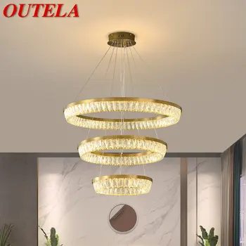 Подвесной светильник OUTELA Nordic Crystal Led Modern Rings Роскошная Креативная Люстра для гостиной, столовой, декора виллы