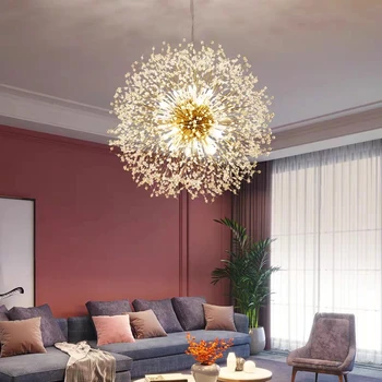 Новая современная хрустальная люстра в виде одуванчика, подвесной светильник для гостиной, украшение дома, светодиодный потолочный светильник