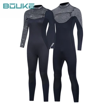 Неопреновый гидрокостюм 3 мм для мужчин для подводного плавания Зимние теплые гидрокостюмы Полный комплект Снаряжения для плавания Серфинга каякинга Черный