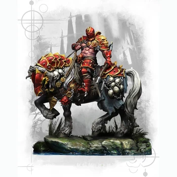 Солдат из смолы 1/24, древний фэнтезийный человек-солдат с фигуркой лошади, модель в разобранном виде, Неокрашенный набор для сборки фигур.
