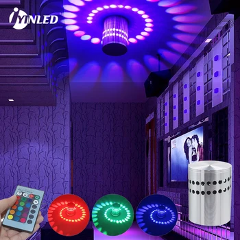 Светодиодный настенный светильник со спиральным отверстием RGB 16 цветов с пультом дистанционного управления в помещении для вечеринки, бара, лобби, KTV, украшения дома