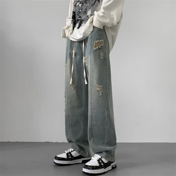 Осенью 2024 года Новые мужские хлопчатобумажные джинсы-стрейч прямой версии, джинсовые брюки деловой моды, винтажные синие брендовые брюки, черные C43