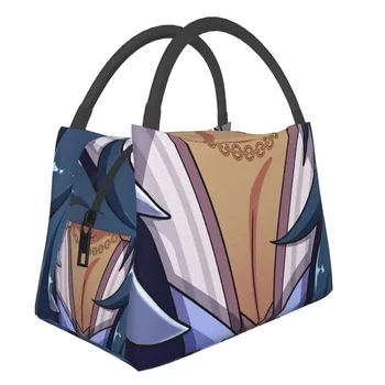 Kaeya Tiddies Изолированные сумки для ланча для женщин Genshin Impact Game Портативный кулер Термальный ланч-бокс для еды Кемпинг на открытом воздухе Путешествия