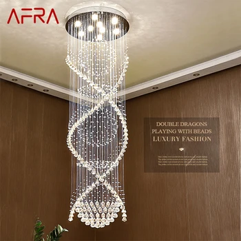 Современный Хрустальный подвесной светильник AFRA LED Creative Luxury Chandelier Lights для дома, гостиной, виллы, лестницы
