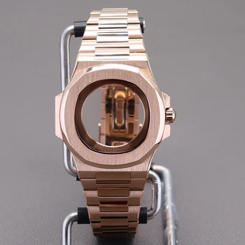 Детали для часов из розового золота Корпус из нержавеющей стали для NH34 NH35 NH36 Механизм С ремешком для часов Сапфировое стекло 30,8 мм Циферблат Аксессуары