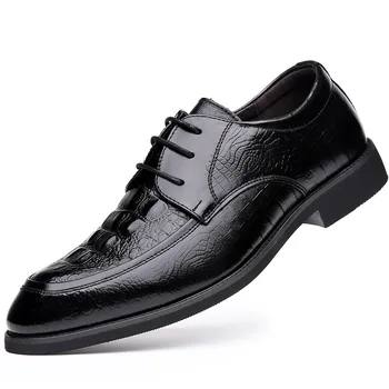 Весенняя обувь 2023 года, мужская кожаная обувь, мужские дышащие деловые модельные туфли с острым носком