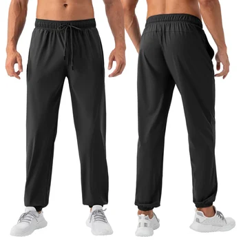 Мужские спортивные брюки для тренировок, брюки для бодибилдинга, спортивные штаны для занятий фитнесом, для бега трусцой, тонкие эластичные длинные брюки с сухими карманами