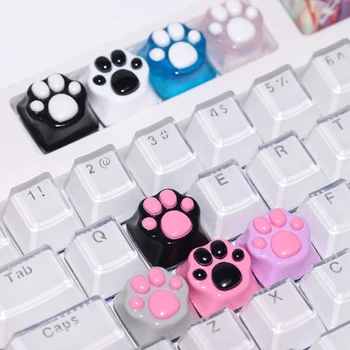 Брелок Персонализированный Креативный Милый розовый прозрачный брелок с кошачьим когтем, механическая клавиатура с поперечной осью, сменная игровая клавиатура из смолы, Keyca
